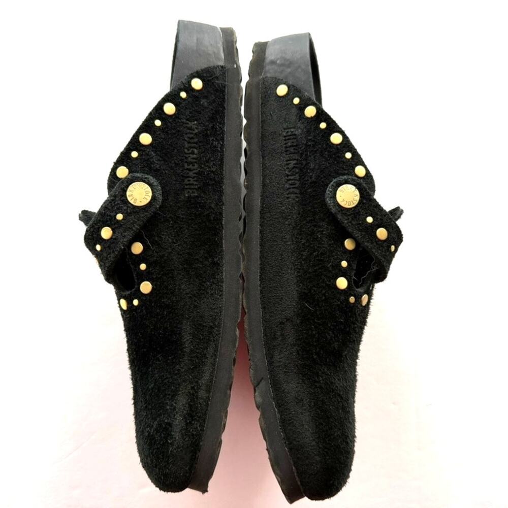 Birkenstock Boston Clog Rivets Black Suede Ltd. Ed. Size 40 Narrow Leather Bed - Picture 6 of 9